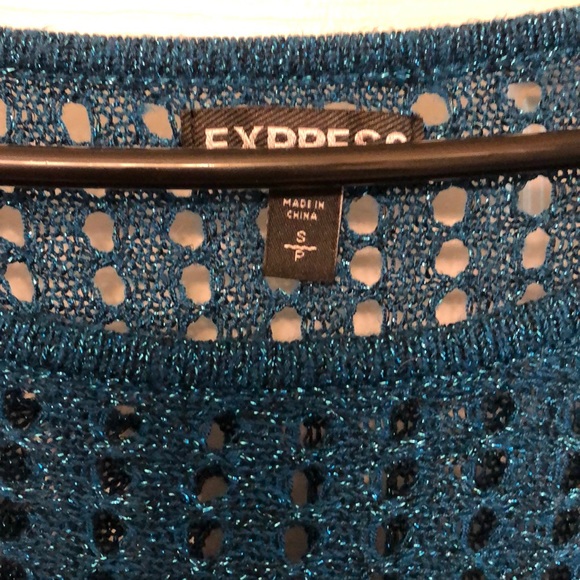 Express 3/4 Sleeve Metallic Tunic Sweater - Picture 3 of 8